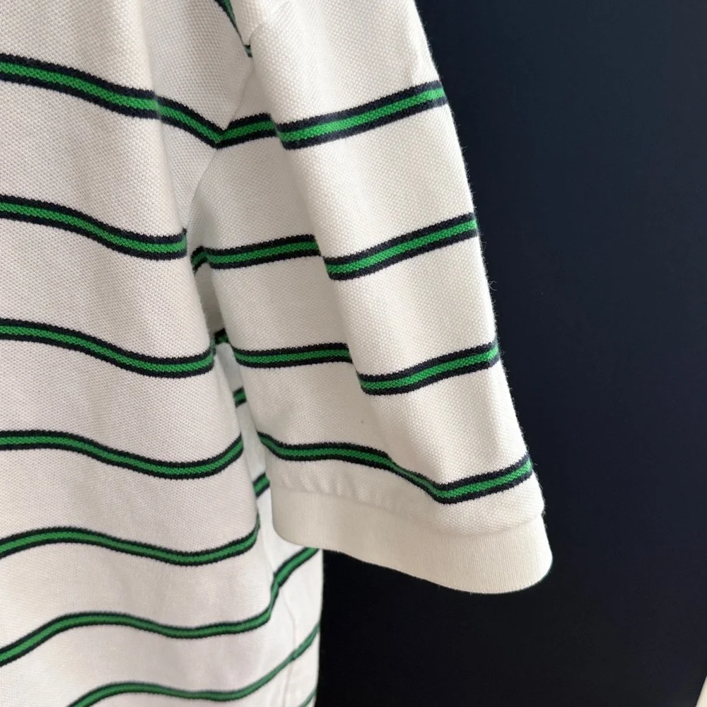 Polo Ralph Lauren White Green Stripe Polo Shirt Men’s Large Classic Fit